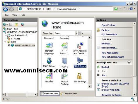IIS Manager MIME types
