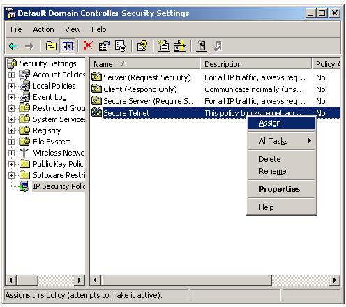 assign IPSec policy