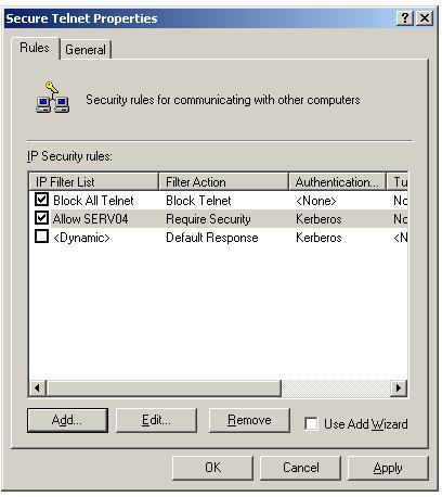 IPSec secure traffic rule created