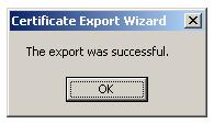 Certificate Export Wizard - Success